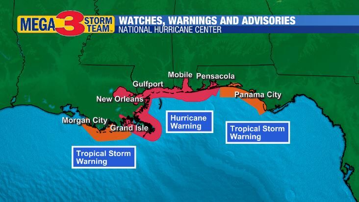Tropical Storm and Hurricane Warnings Issued by the National Hurricane Center
